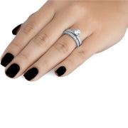 1 Carat Diamond Engagement Ring Matching Wedding Band Prong Set 14K White Gold