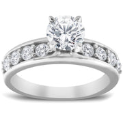 SI/G 2 Ct Round Cut Diamond Engagement Solitaire Ring 14k White Gold Enhanced