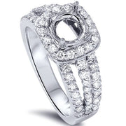 3/4ct Cushion Halo Diamond Engagement Ring Setting 14K White Gold
