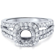 3/4ct Cushion Halo Diamond Engagement Ring Setting 14K White Gold
