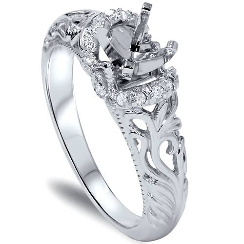 1/6ct Vintage Diamond Engagement Setting 950 Platinum