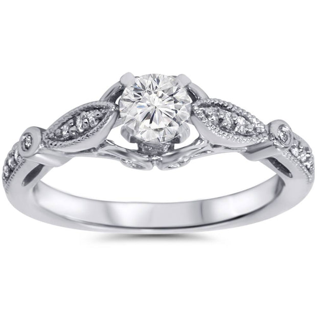 5/8ct Vintage Diamond Engagement Ring 14K White Gold
