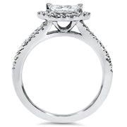 1ct Marquise Diamond Halo Split Shank Engagement Ring White Gold