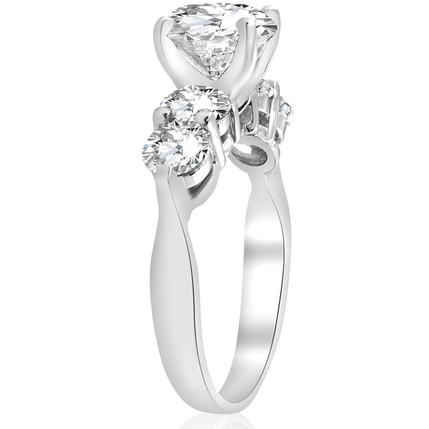 3 1/2ct Round Enhanced Diamond Accent Engagement Ring 14K White Gold