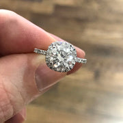 G/SI 1.40ct Diamond Cushion Halo Engagement Ring 14k White Gold Enhanced