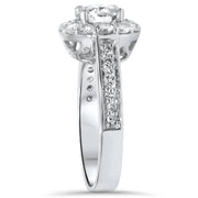 G/SI 2ct Diamond Halo Engagement Ring 14K White Gold Enhanced