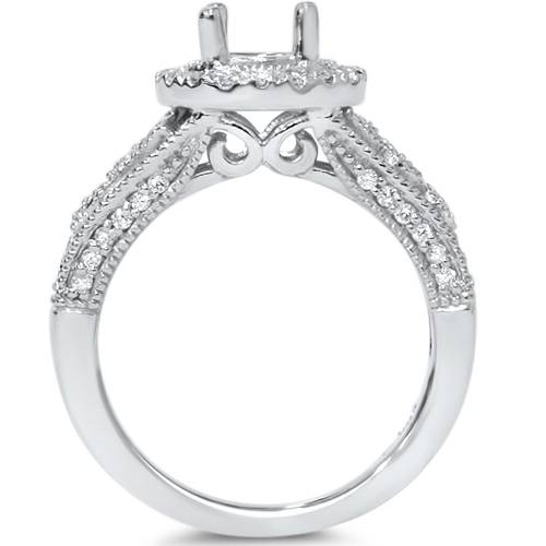 3/8ct Round Halo Vintage Diamond Engagement Ring Setting