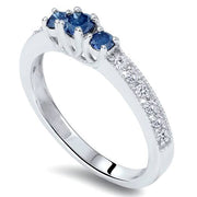 1/2ct Treated Blue Diamond 3-Stone Engagement Ring 14K White Gold