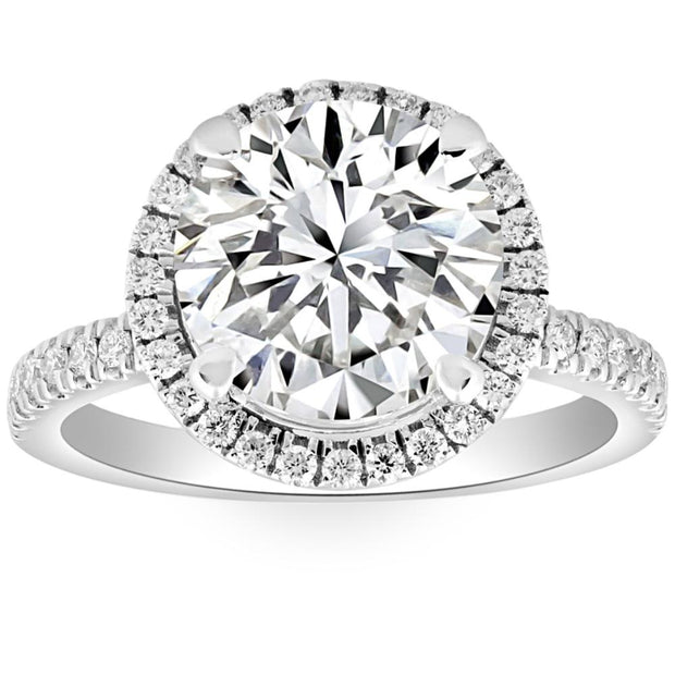 VS 3 1/2Ct Diamond Halo Lab Grown Engagement Ring in White, Yellow or Rose Gold