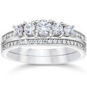 5/8 Ct Vintage Diamond Engagement Wedding Ring Set 10k White Gold
