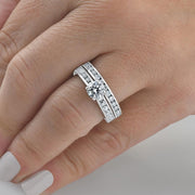 2Ct Diamond Engagement Wedding Ring Set Channel Set in 10k White Gold