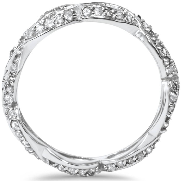 Diamond Eternity Ring 3/4ct Infinity Wedding Stackable Ring 14K White Gold Band