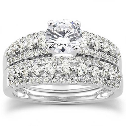 7/8ct Diamond Engagement Wedding Bridal Ring Set