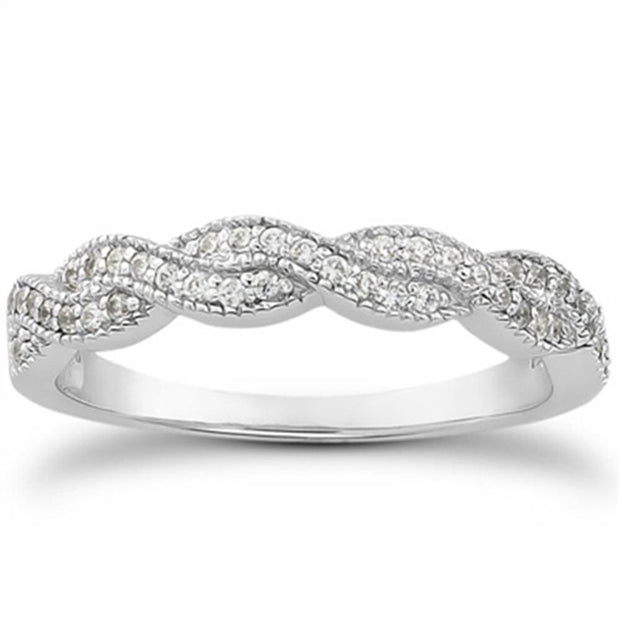 5/8ct Pave Diamond Infinity Engagement Wedding Ring Set Vintage White Gold 14k