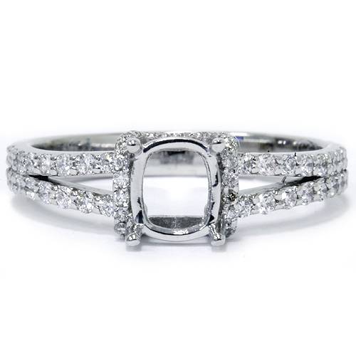 1/2ct Split Shank Diamond Engagement Ring Setting 14K White Gold