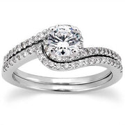 3/4ct Diamond Engagement Ring Set 14K White Gold