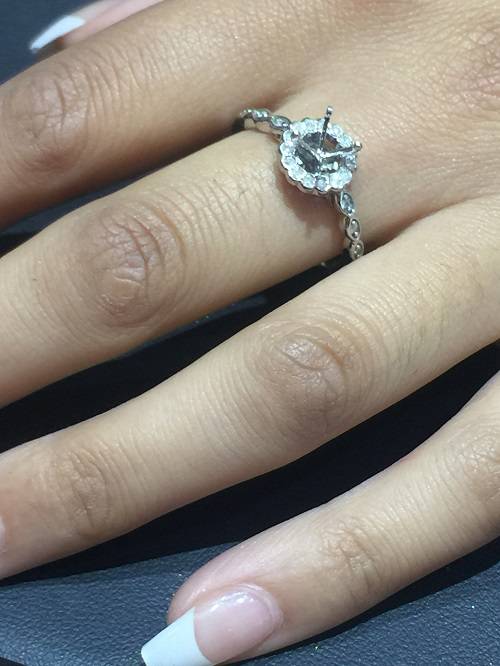 Diamond Halo Engagement Ring Setting 1/4ct Semi Mount Unique Vintage Accents 14k