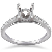 1/5ct Cathedral Pave Diamond Ring Mount 14K White Gold Engagement Setting