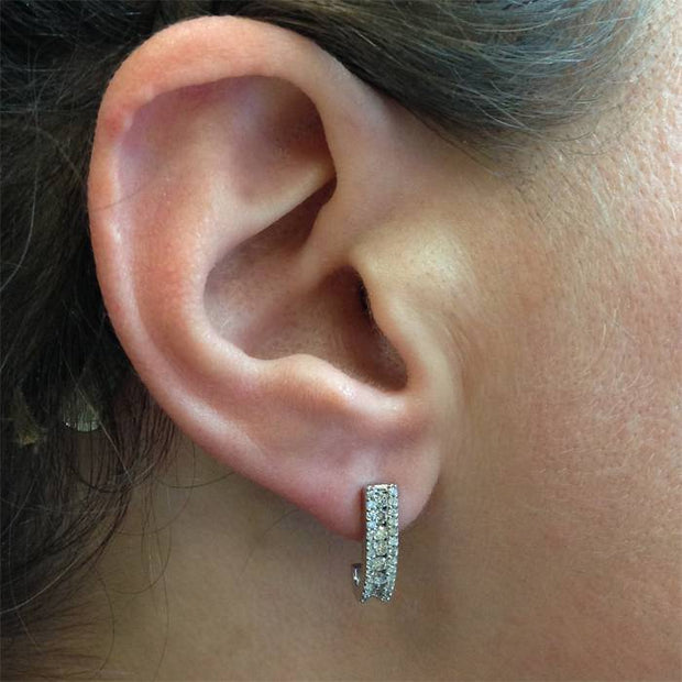 7/8ct Diamond Hoops Womens Earrings 14K White Gold