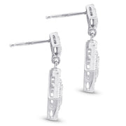 1/2ct Princess Cut Dangle Diamond Earrings Solid 10K White Gold