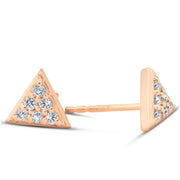 14k Rose Gold Triangle Pave .12Ct Diamond Delicate Spike Studs Womens Earrings