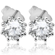 F/SI 1.25 ct Solitaire Diamond Stud 8 Prong Earrings 14K White Gold Enhanced