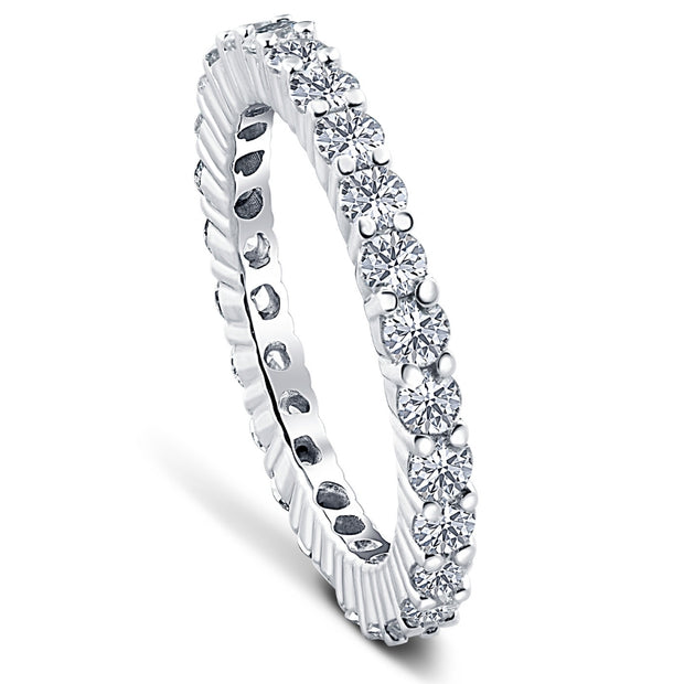1 1/3Ct Diamond Eternity Wedding Ring 14K White Gold
