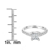 G/SI 1.25ct Princess Cut Diamond Engagement Ring 14k White Gold Enhanced