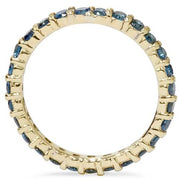 1 1/2ct Round Treated Blue Genuine Diamond Eternity Wedding Ring 14K Yellow Gold