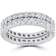3ct Diamond Eternity Double Row Womens Wedding Ring 14K White Gold