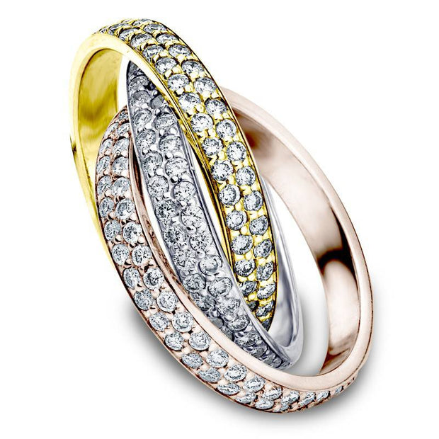 Tri Gold 2 5/8ct Rolling Ring Diamond Eternity Band
