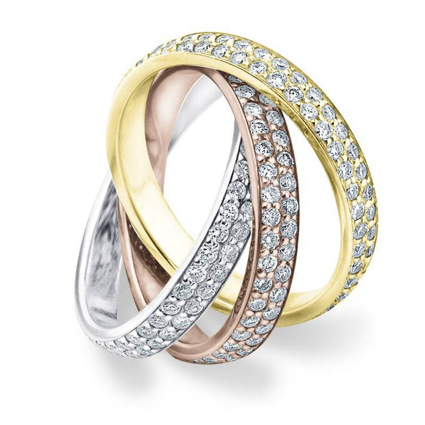 Tri Gold 2 5/8ct Rolling Ring Diamond Eternity Band