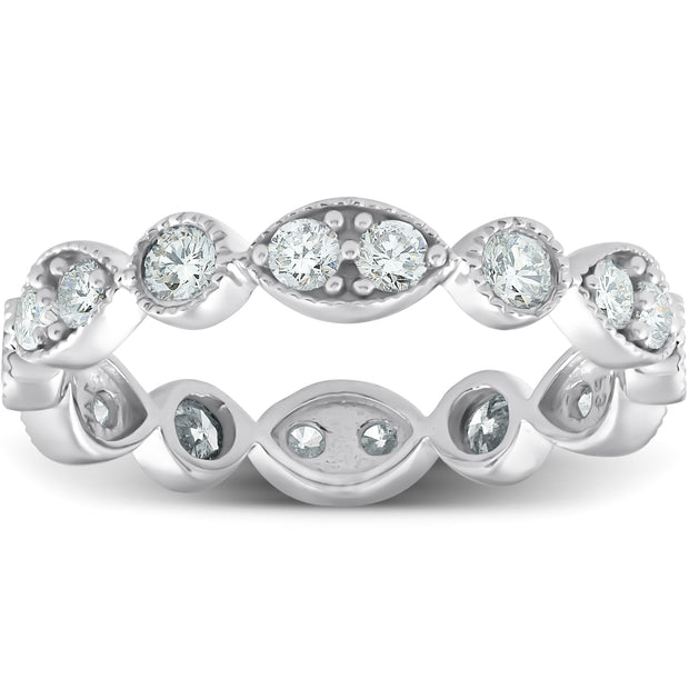 1ct Diamond Eternity Stackable Wedding Ring White Gold Womens Anniversary Band