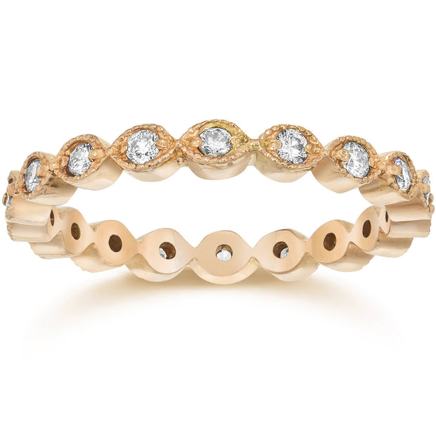 1/3ct Stackable 100% Diamond Wedding Eternity Ring 14K Rose Gold Lab Grown