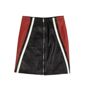 ALEXANDER MCQUEEN Black Leather Block Color Mini Skirt