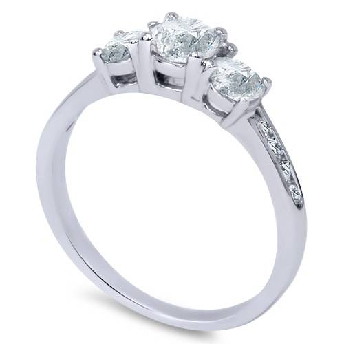 1 3/4ct Three Stone Round Diamond Engagement Ring 14K White Gold