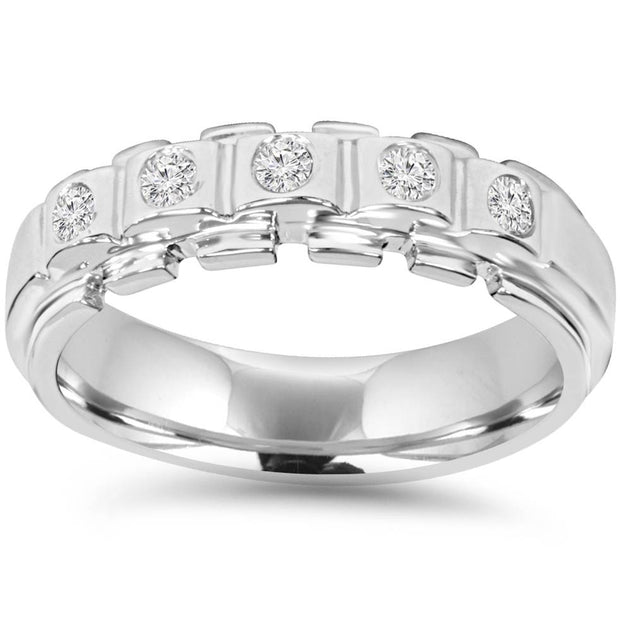 Mens SI 1/5ct Diamond Wedding White Gold 14K New Ring