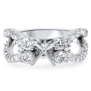 1 1/5Ct Diamond Engagement Ring Setting 14K White Gold Semi Mount Split Shank