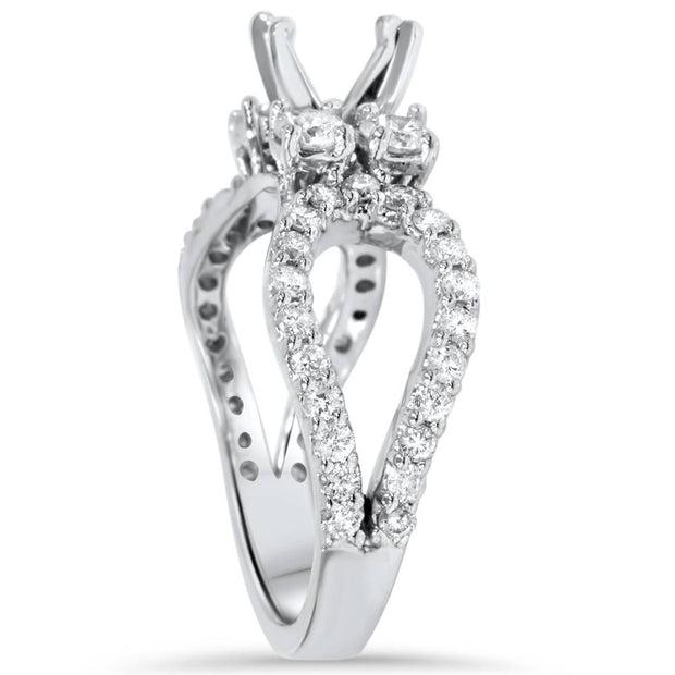 1 1/5Ct Diamond Engagement Ring Setting 14K White Gold Semi Mount Split Shank