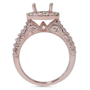 1/3ct Vintage Halo Diamond Engagment Ring Setting 14K Rose Gold