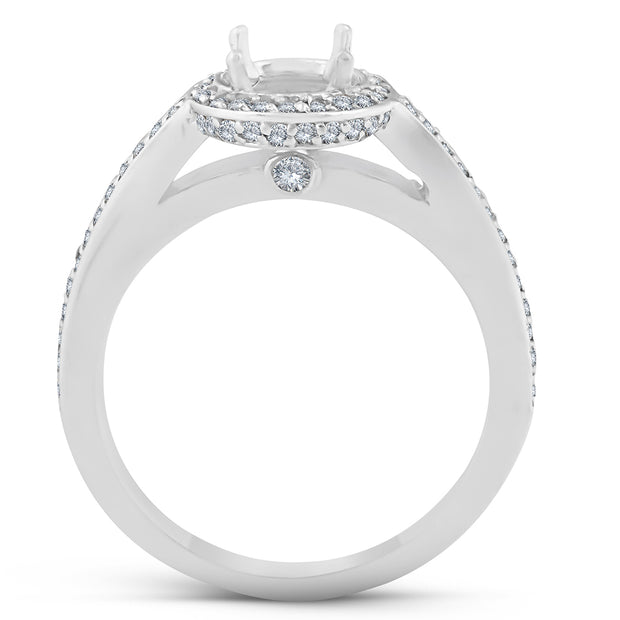 1/3ct Diamond Engagement Semi Mount Halo 14K White Gold Ring
