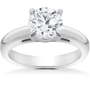 1Ct Solitaire Diamond Engagement Ring 14k White Gold Cathedral Enhanced