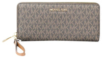 Michael Kors Jet Set Large Continental Travel Clutch Wristlet Wallet [Brown Women's Signature] Brown