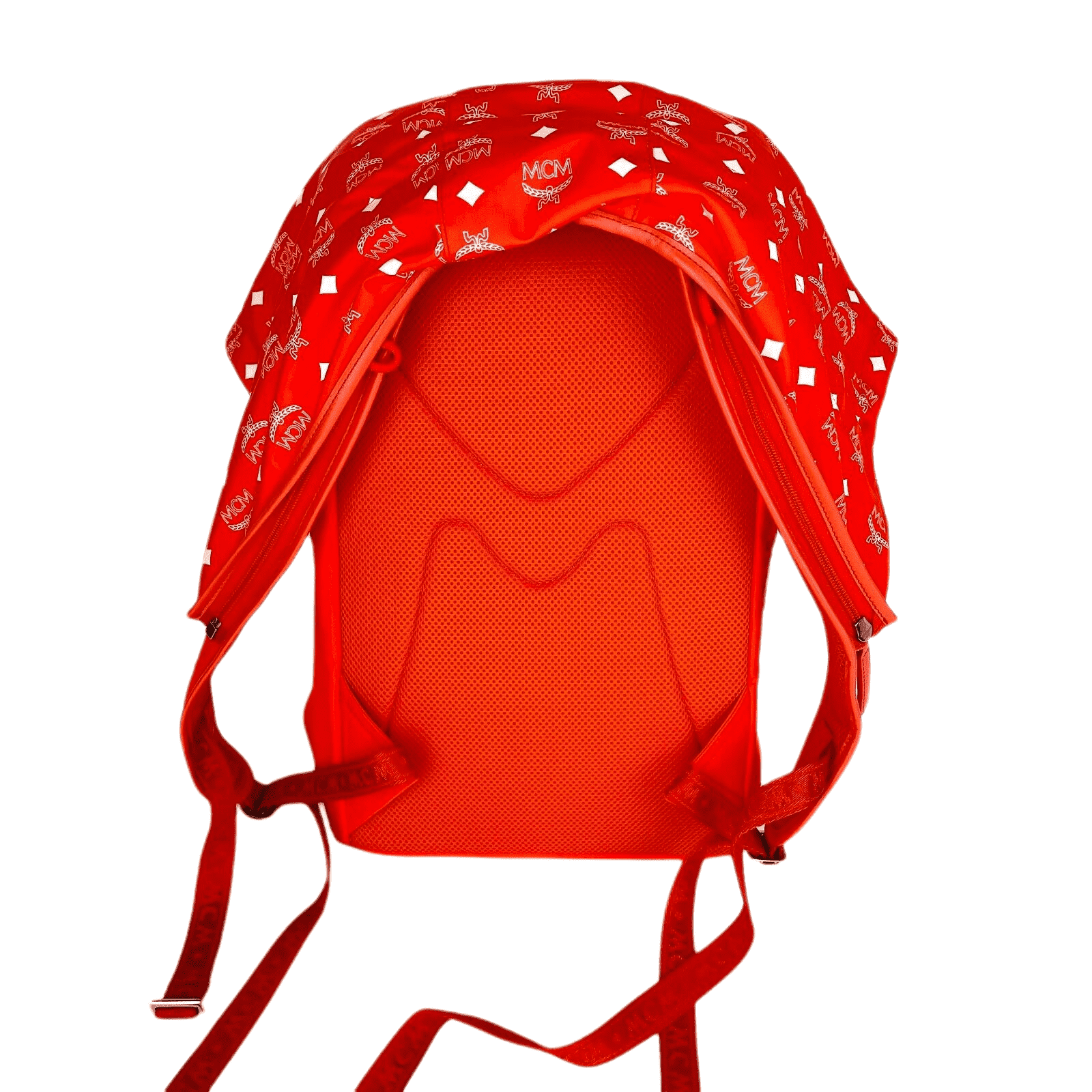 MCM Women's Orange Red Nylon Luft Hoodie Backpack /Detachable Hood MMK9SNX34OX0012