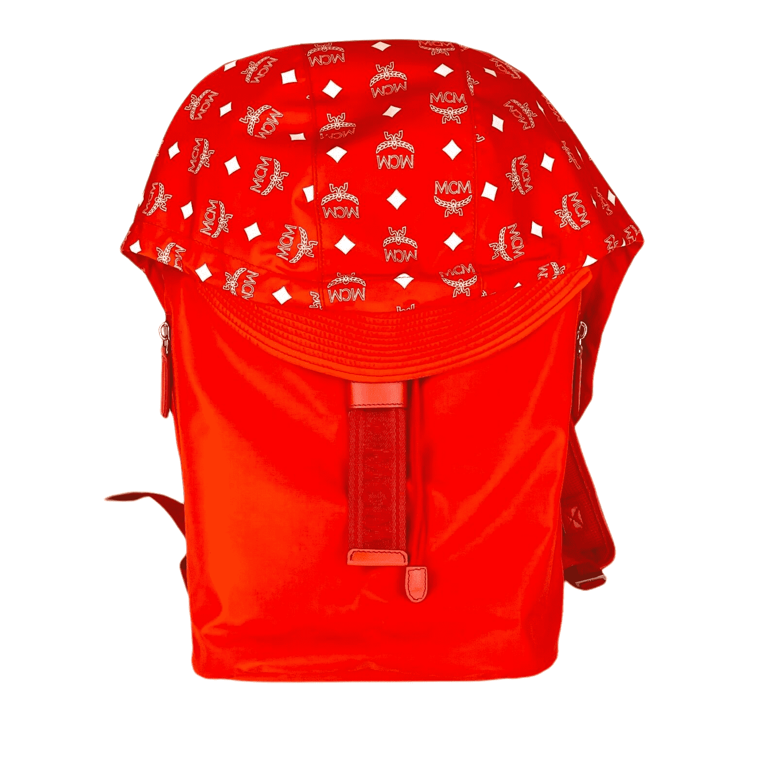 MCM Women's Orange Red Nylon Luft Hoodie Backpack /Detachable Hood MMK9SNX34OX0013