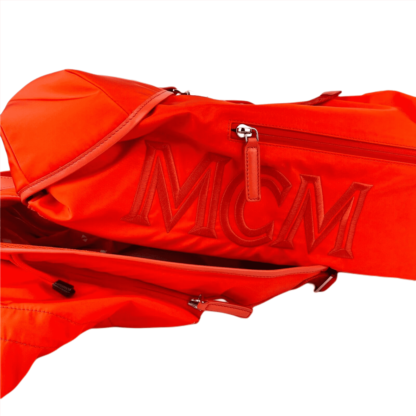 MCM Women's Orange Red Nylon Luft Hoodie Backpack /Detachable Hood MMK9SNX34OX0015