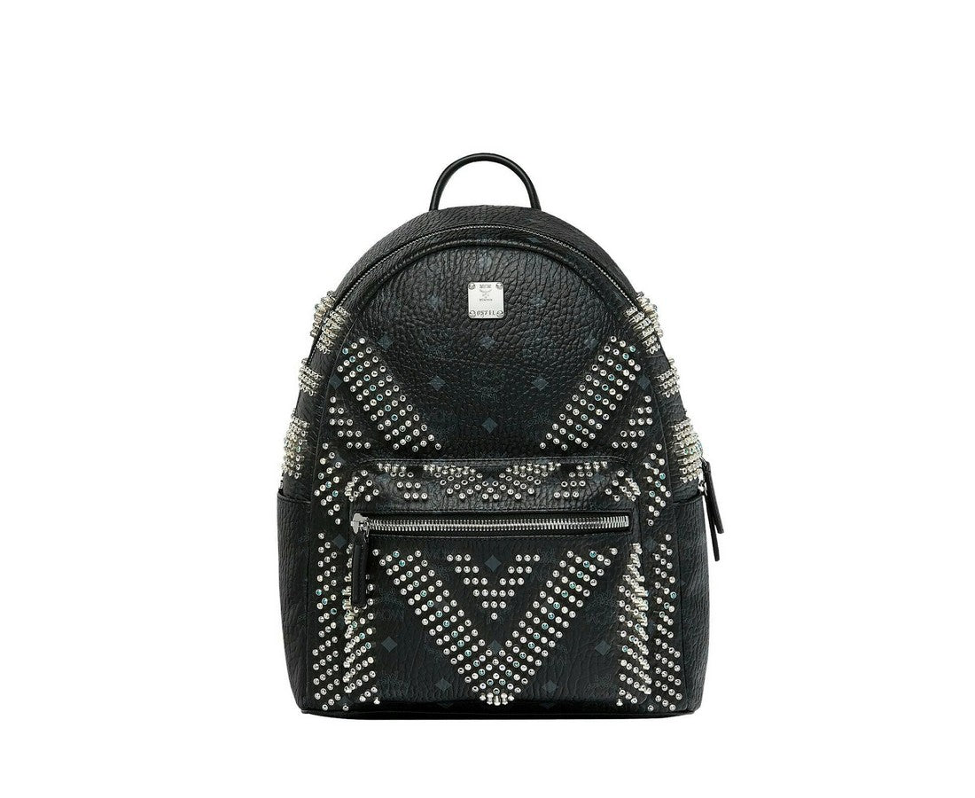 MCM Men's Black Crystal Studs Graded M Visetos Stark Backpack MMK9SVE20CO001 Black