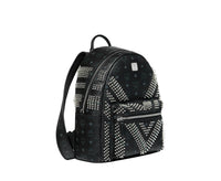 MCM Men's Black Crystal Studs Graded M Visetos Stark Backpack MMK9SVE20CO001