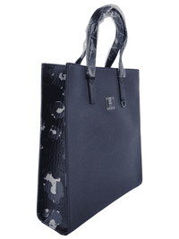 MCM Navy Leather Messenger Tote Bag with Camo Print MMTCATA03B1001
