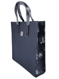 MCM Navy Leather Messenger Tote Bag with Camo Print MMTCATA03B1001
